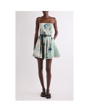 Givenchy Rose Jacquard Sliced Minidress - Green