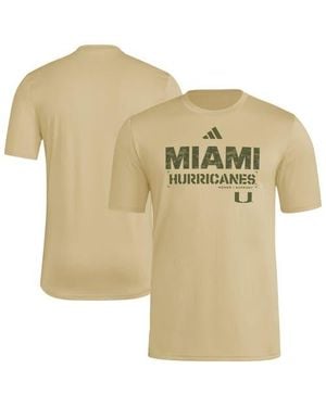 adidas Miami Hurricanes 2025 Military Appreciation Pre-Game Aeroready T-Shirt - Natural