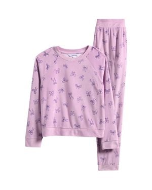 Honeydew Intimates Kids' Snuggle Up Print Lounge Sweatshirt & Sweatpants Set - Purple