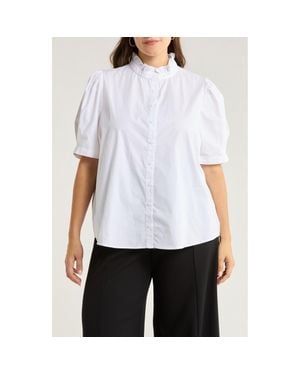 Sugarlips Finley Ruffle Puff Sleeve Shirt - White