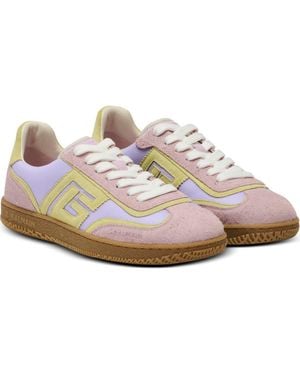 Balmain Swan Suede And Mesh Sneakers - Pink