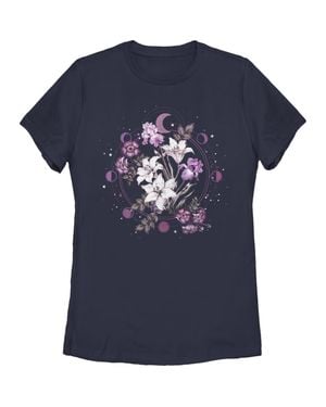 Lost Gods Floral Moon Graphic T-Shirt - Blue