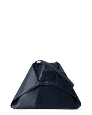 Akris Medium Ai Leather & Suede Convertible Shoulder Tote - Blue