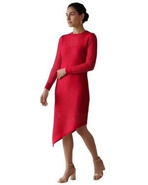 Joe Browns Long Sleeve Smocked Midi Dress - Red
