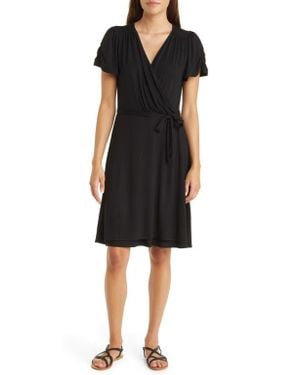 Loveappella Faux Wrap Dress - Black