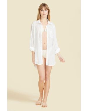 Sitano Po Eyelet Shirt Dress Cover-Up - Natural