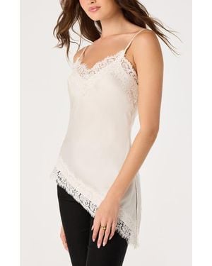 Astr Analise Lace Trim Asymmetric Satin Camisole - White