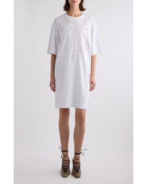 Dries Van Noten Hegelson Eyelet Oversize Cotton T-Shirt - White