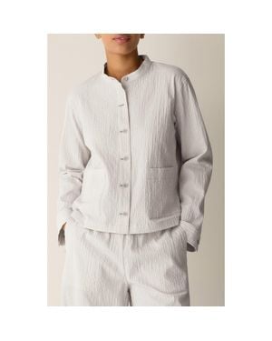 Eileen Fisher Check Print Woven Shirt Jacket - Gray