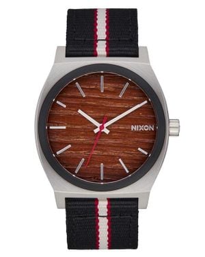 Nixon Time Teller Leather Strap Watch, 37Mm - Black