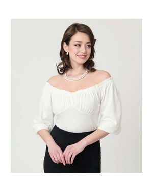 Unique Vintage Peasant Sleeve Blouse - White
