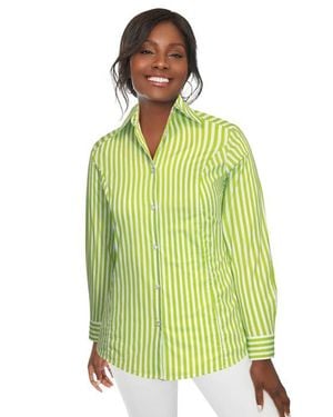Jessica London Wrinkle-Free Stretch Poplin Shirt - Green