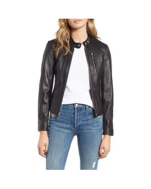 Schott Nyc Lambskin Leather Moto Jacket - Black