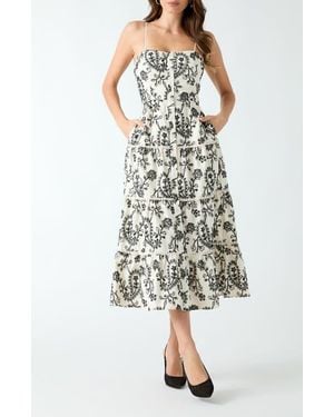 Guess Evelyn Eyelet Embroidery Midi Dress - Multicolor