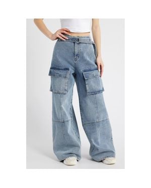 PTCL High Waist Ultra Baggy Cargo Jeans - Blue