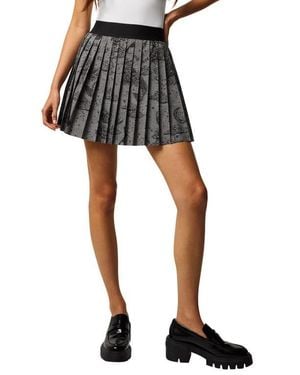 Greyson Moon Plaid Pleated Miniskirt - Black