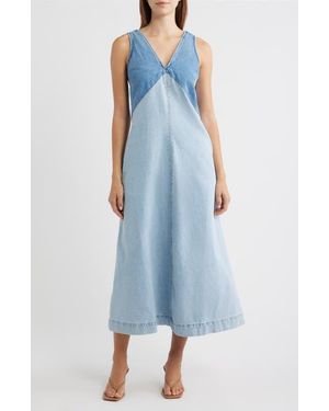 Torn By Ronny Kobo Azura Two-Tone Denim Midi Dress - Blue