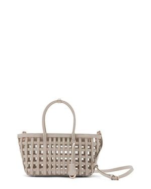 Mango Braided Faux Leather Top Handle Bag - Metallic