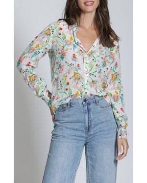 Apny Print Button-Up Shirt - Blue
