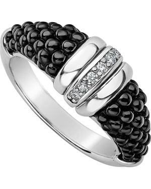 Lagos Caviar Diamond Tapered Ring - Black