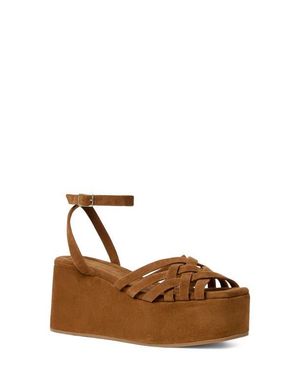 Loeffler Randall Channing Ankle Strap Platform Wedge Sandal - Brown
