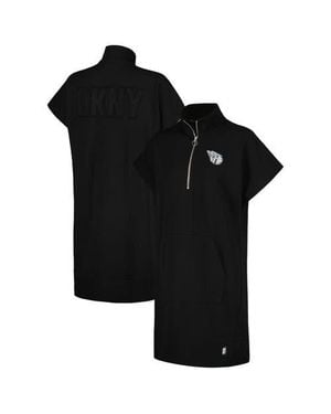 DKNY Cleveland Guardians Emily Quarter-Zip Sneaker Dress - Black
