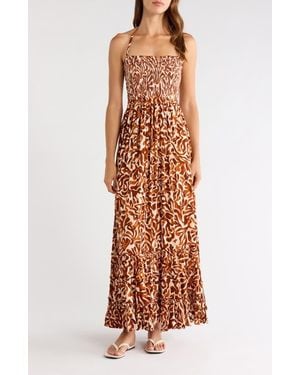 Elan Strappy Smocked Maxi Dress - Multicolor