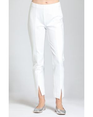 Apny Split Hem Pull-On Crop Slim Pants - White