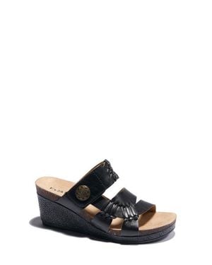 HALSA FOOTWEAR Genoa Wedge Sandal - Black