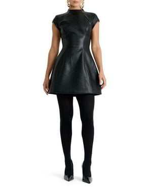 Bardot Delphi Faux Leather Minidress - Black