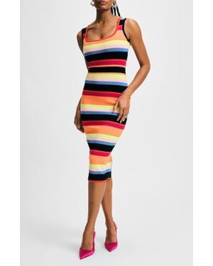 Isaac Mizrahi New York Stripe Sleeveless Sweater Dress - Red