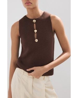 Mango Beaded Knit Tank - Brown