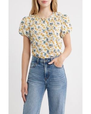 Doen Millie Puff Sleeve Organic Cotton Top - Blue