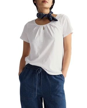 Seasalt Cornwall Appletree Keyhole Organic Cotton T-Shirt - Blue