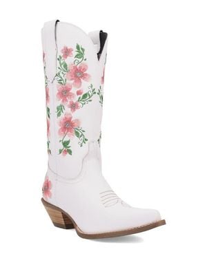 Dingo Posie Knee High Western Boot - White