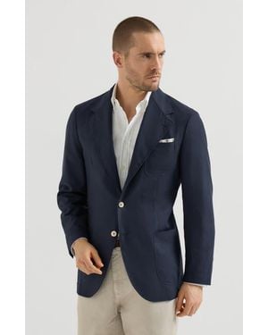 Brunello Cucinelli Cashmere Batavia Deconstructed Blazer With Patch Pockets - Blue