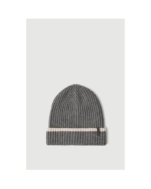 Brunello Cucinelli Cashmere English Rib Knit Beanie With Monili - Gray