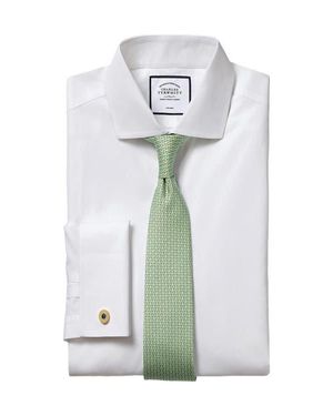 Charles Tyrwhitt Non-Iron Poplin Cutaway Slim Fit Shirt Double Cuff - Blue