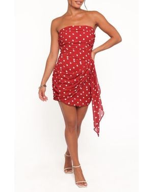Petal & Pup Kristen Polka Dot Strapless Minidress - Red