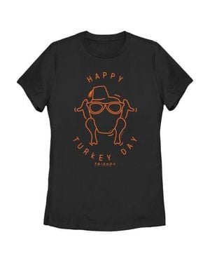 Friends Happy Turkey Day Icon Graphic T-Shirt - Black
