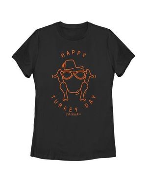 Friends Happy Turkey Day Icon Graphic T-Shirt - Black