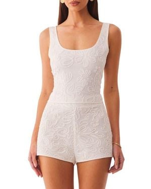 SNDY'S Jocelyn Floral Jacquard Top - White