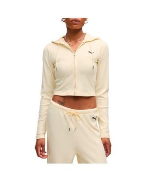 PUMA Crop Rib Hoodie - Natural