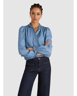 Baukjen Zoe Frill Neck Blouse - Blue