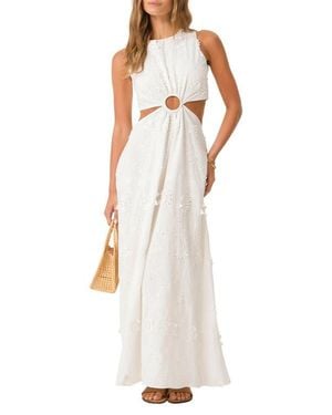 PQ Swim Tavi Eyelet Sleeveless Cover-Up Maxi Dress - White