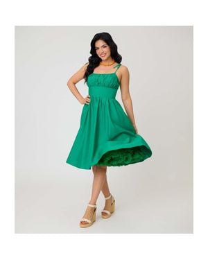 Unique Vintage 1950S Cotton Swing Dress - Green