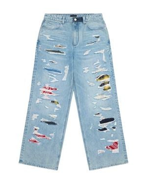 RTA Franco Rip & Repair Wide Leg Jeans - Blue