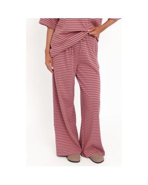 Petal & Pup Wilda Stripe Knit Drawstring Pants - Red