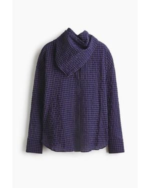 H&M Seersucker Shirt With Scarf - Blue