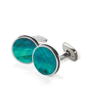 M-clip Stainless Steel Cuff Links - Blue